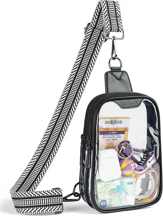 Latmap double-zip transparent crossbody sling bag