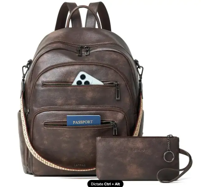 Latmap coffee backpack purse for a 14-inch laptop