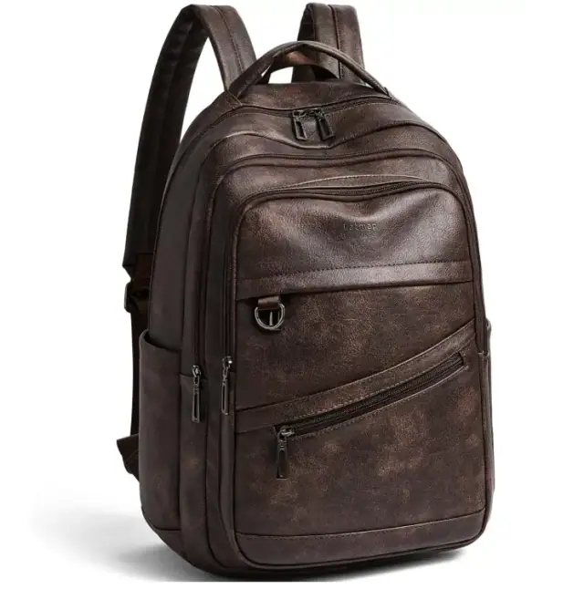 Latmap coffee vegan-leather backpack purse for a 16.5-inch laptop