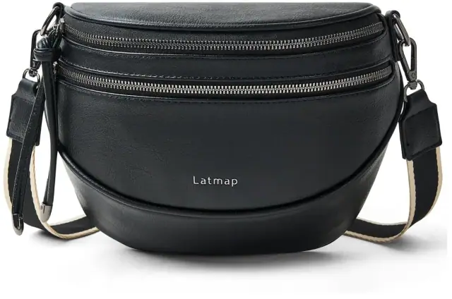 Latmap black crossbody and fanny-pack style shoulder bag